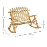 Fauteuil de jardin Adirondack à bascule 2 places rocking chair style néo-rétro assise dossier ergonomique bois naturel de pin