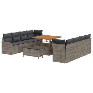 vidaXL Ensemble de canapé de jardin avec coussin 11 Pièces Gris