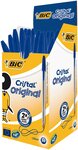 Cristal Original - Stylo bille à capuchon pointe moyenne 1 mm - Bleu (boîte 50 unités)