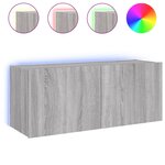 vidaXL Meuble TV mural avec lumières LED sonoma gris 100x35x41 cm
