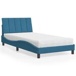 vidaXL Lit avec matelas bleu 100x200 cm velours