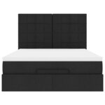 VidaXL Cadre de lit ottoman avec matelas noir 140x190 cm tissu
