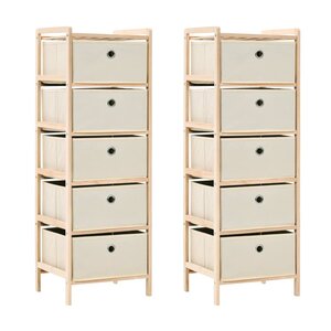 vidaXL Étagères de rangement avec 5 paniers en tissu 2 Pièces beige cèdre