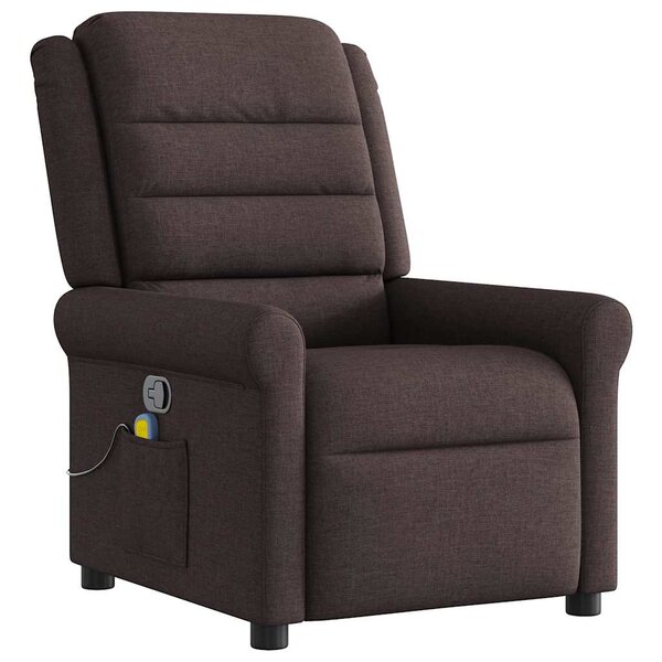 vidaXL Fauteuil de massage inclinable Marron foncé Tissu