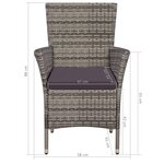 vidaXL Ensemble à manger d'extérieur 9Pièces coussins Résine tressée Gris