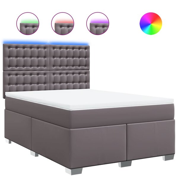 vidaXL Sommier à lattes de lit avec matelas Gris 160x200 cm Similicuir