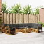 vidaXL Ensemble de canapés d'extérieur 11 pc Naturel et Anthracite
