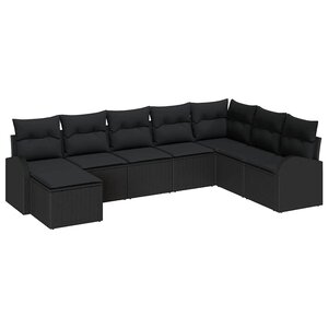 vidaXL Ensemble de Canapés avec coussin 8 Pièces Noir polyrotin