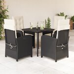 vidaXL Ensemble à manger de jardin coussins 5Pièces Noir Résine tressée
