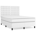 vidaXL Sommier à lattes de lit avec matelas Blanc 140x200cm Similicuir