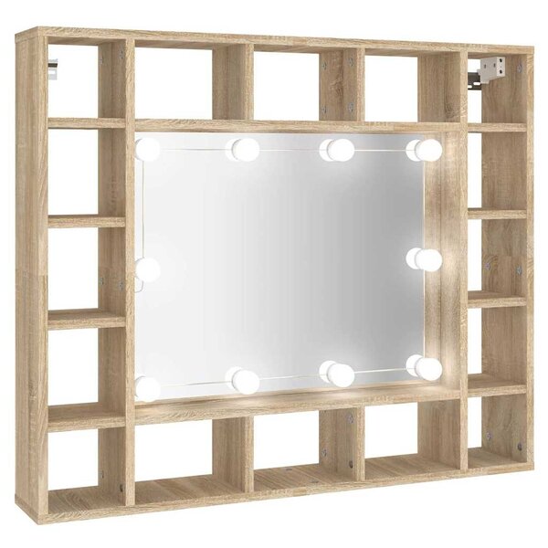 vidaXL Armoire de miroir avec LED Chêne sonoma 91x15x76 5 cm