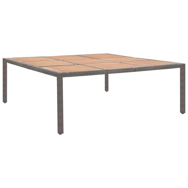 vidaXL Table de jardin Gris 200x200x74 cm Résine tressée et acacia