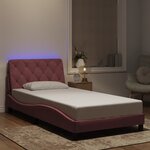 vidaXL Cadre de lit avec lumières LED rose 100x200 cm velours