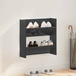 vidaXL Armoire à chaussures murale gris brillant bois d’ingénierie