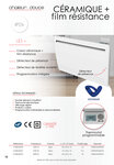 Radiateur électrique 2000w à inértie céramique avec film résistant horizontal blanc - thermostat programmable - détecteur de présence