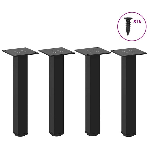 vidaXL Pieds de table basse 4 pièces Noir 42-44 cm Acier