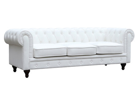 Canapé fixe Chesterfield "Aliza" - 208 x 82 x 70 cm - 3 places - Blanc