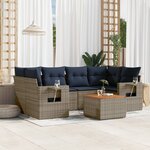 vidaXL Salon de jardin 7 Pièces avec coussins gris résine tressée