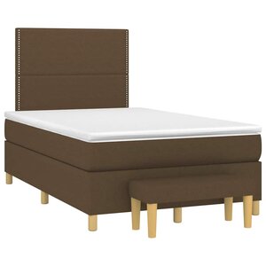vidaXL Sommier à lattes de lit et matelas marron foncé 120x190cm tissu