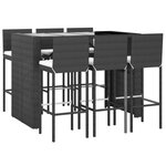 vidaXL Ensemble de bar de jardin 7 Pièces avec coussins noir poly rotin