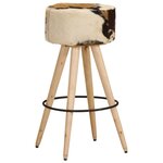 vidaXL Tabourets de bar lot de 2 cuir véritable et bois de manguier