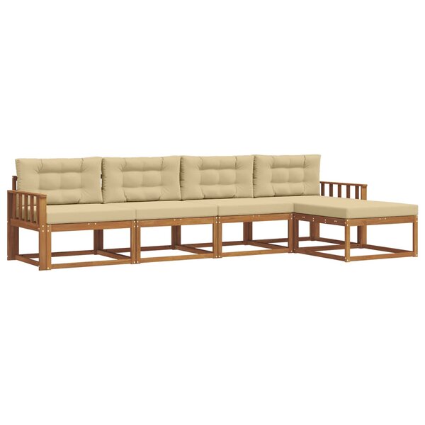 vidaXL Ensemble de canapés d'extérieur 5 pc Naturel et Beige