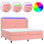 vidaXL Sommier à lattes de lit matelas et LED Rose 180x200 cm Velours