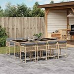 vidaXL Ensemble à manger de jardin et coussins 9 Pièces mélange beige