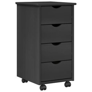 vidaXL Cabinet roulant Gris 34 x 39 x 65 5 cm Bois de Pin Massif