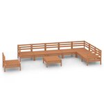 vidaXL Salon de jardin 9 Pièces Bois de pin massif Marron miel