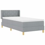 vidaXL Lit à ressorts avec matelas Gris clair 200 x 90 cm Polyester