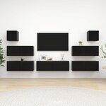 vidaXL Ensemble de meuble TV 7 Pièces Noir Bois d'ingénierie