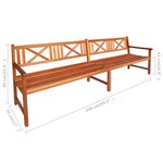 vidaXL Banc de jardin avec coussins 240 cm Bois d'acacia solide