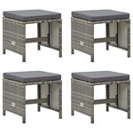 vidaXL Tabourets de jardin lot de 4 avec coussins Résine tressée Gris
