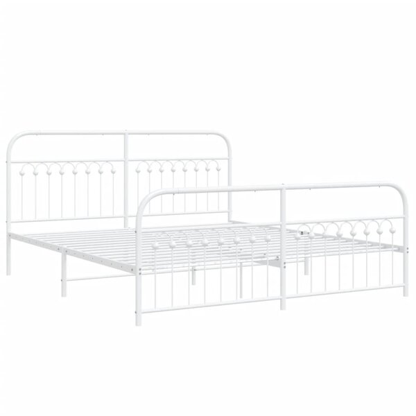 vidaXL Cadre de lit métal avec tête de lit/pied de lit blanc 183x213cm