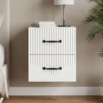 vidaXL Cabinet de chevet mural avec tiroir Blanc 34 5 x 33 x 40 cm
