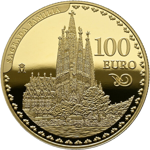 Monnaie SAGRADA FAMILIA Antoni Gaudi Or 100€ Euro Spain 2026