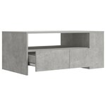 vidaXL Table basse gris béton 102x55x42 cm bois d'ingénierie