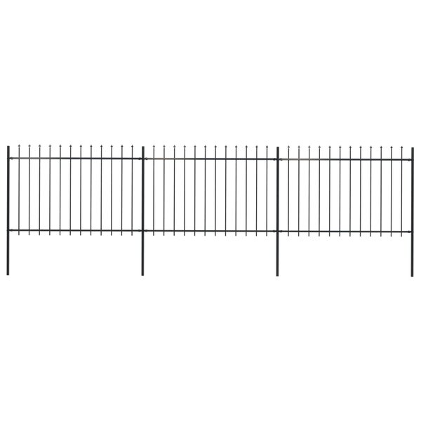 vidaXL Clôture de jardin avec dessus en lance Acier 5 1 x 1 2 m Noir