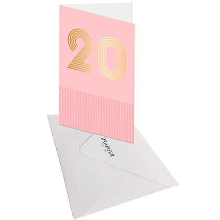 Carte D'anniversaire 20 Ans En Or - Rose - A Message - Pour Homme Et Femme  - 11 5 X 17 Cm - Draeger paris - La Poste