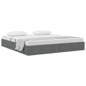 vidaXL Lit de Rangement avec matelas Gris foncé 193 x 203 cm tissu