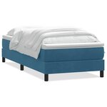 vidaXL Sommier à lattes de lit et matelas bleu foncé 90x210 cm velours