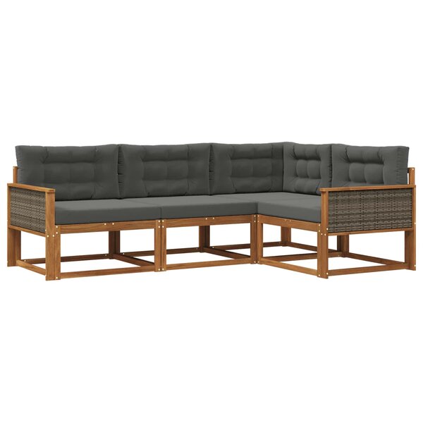 vidaXL Ensemble de canapés d'extérieur 4 pc Naturel et Anthracite