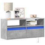 vidaXL Meuble TV mural avec lumières LED gris béton 100x31x45 cm