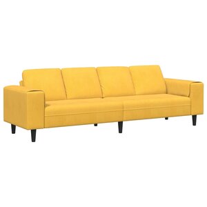 Sofa en tissu avec coussin Jaune clair Tissu en velours côtelé