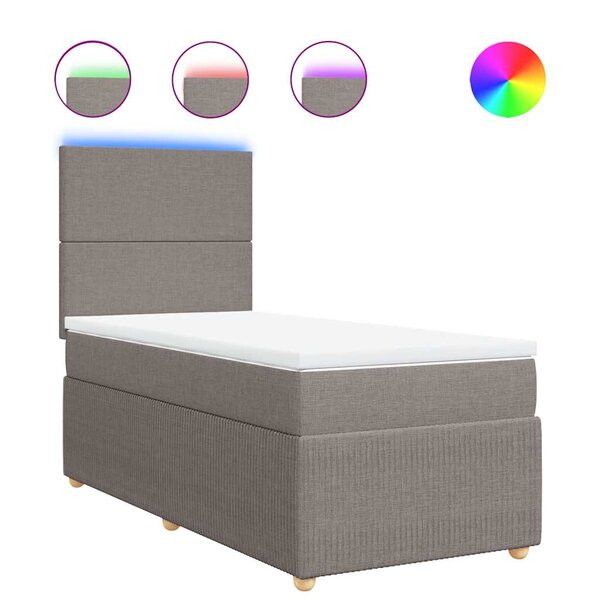 vidaXL Sommier à lattes de lit avec matelas Taupe 90x190 cm Tissu