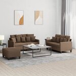 vidaXL Ensemble de canapés 3 Pièces avec coussins Marron Tissu