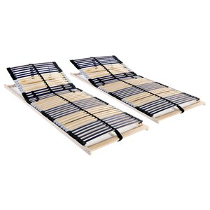 vidaXL Sommiers à lattes sans matelas 2 Pièces avec 42 lattes 70x200 cm