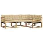 vidaXL Ensemble de canapés d'extérieur 4 Pièces Blanc et Beige