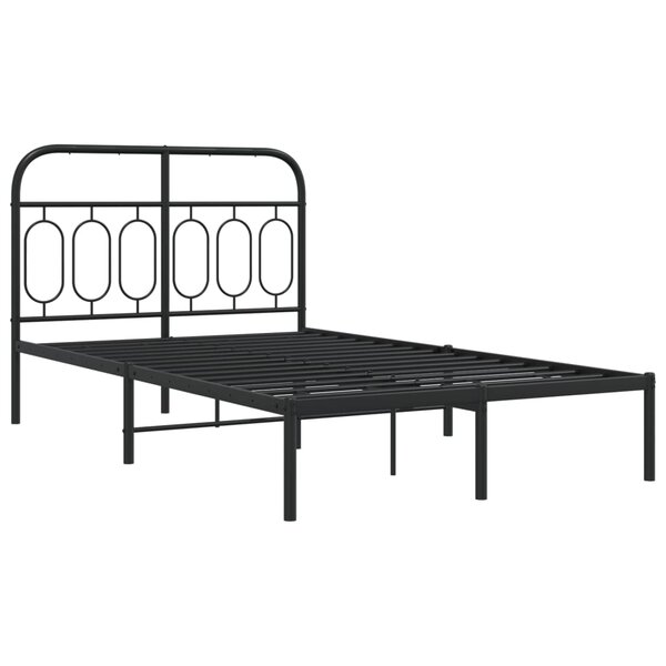 vidaXL Cadre de lit métal avec tête de lit noir 120x190 cm